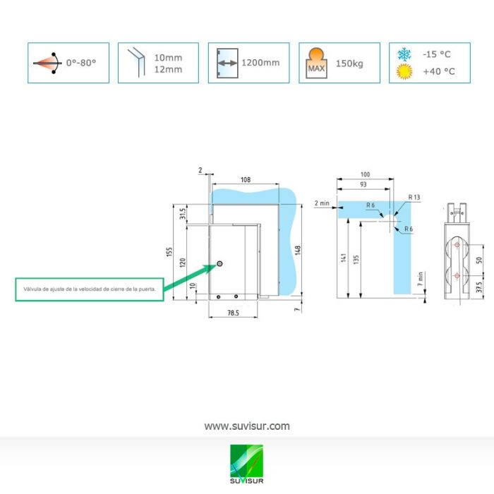 8201B Bisagra inferior con retorno para puertas exteriores