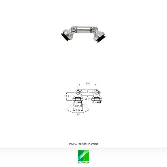 Conector universal vidrio pared 2932