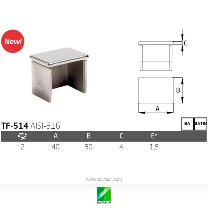 Tapón pasamanos rectangular TF-514