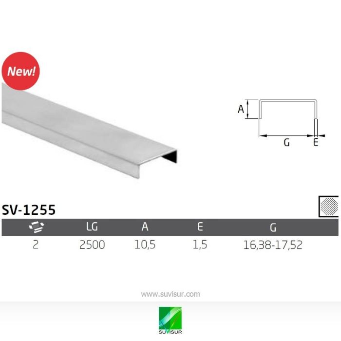 Pasamanos rectangular aluminio SV-1255