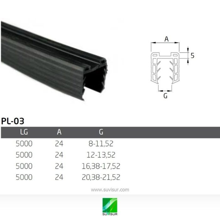 Goma para pasamanos redondo PL-03