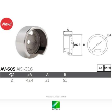 Soporte pared pasamanos redondo AV-605