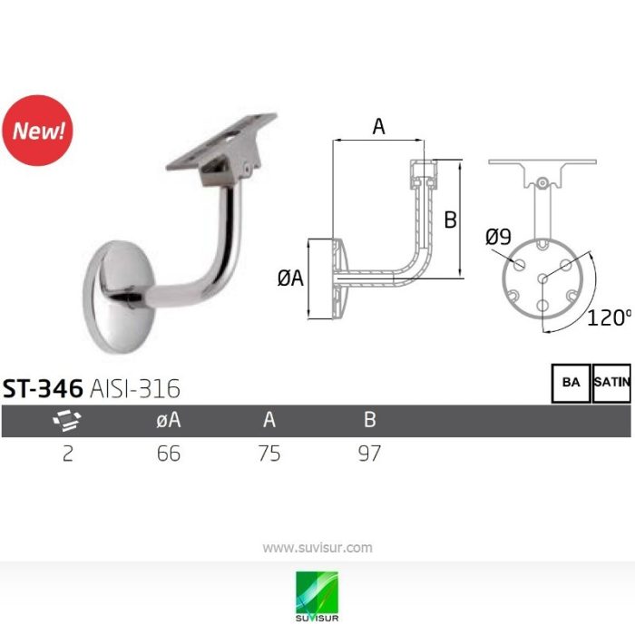 Soporte pared pasamanos LED ST-346