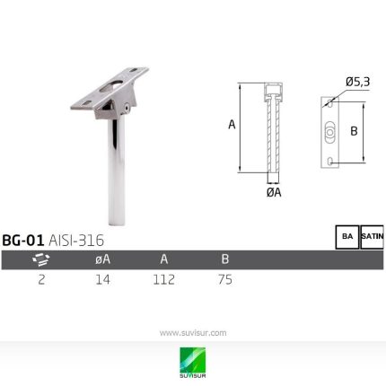 Soporte graduable pasamanos LED BG-01