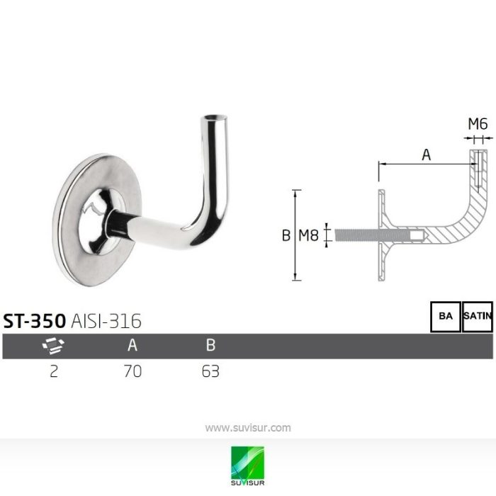 Soporte pasamanos a pared ST-350