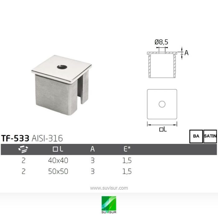 Soporte pasamanos poste sin cogida TF-533