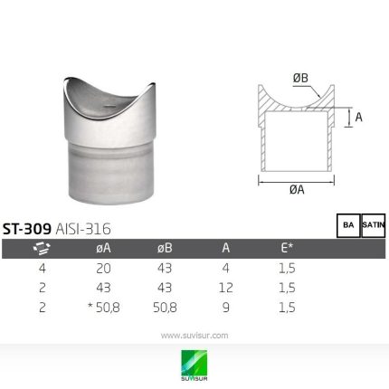 Soporte pasamanos poste tubo redondo ST-309