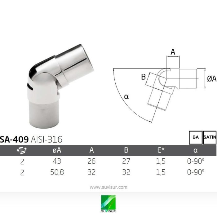 Codo articulado para tubo redondo SA-409