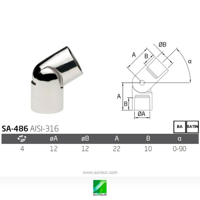 Codo articulado para tubo redondo SA-486