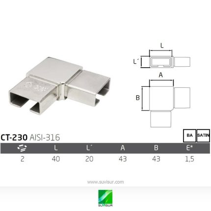 Codo para tubo rectangular CT-230