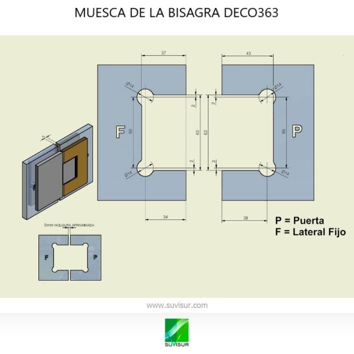 Bisagra DECO363 doble 180º