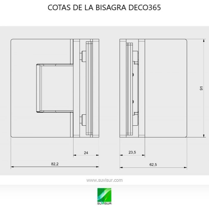 Bisagra DECO365 doble 90º