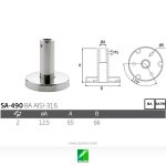 Soporte pasamanos redondo regulable SA-490