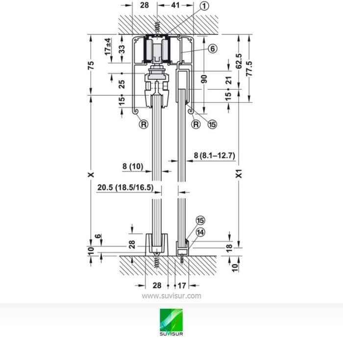 Perfil para vidrio fijo 3m